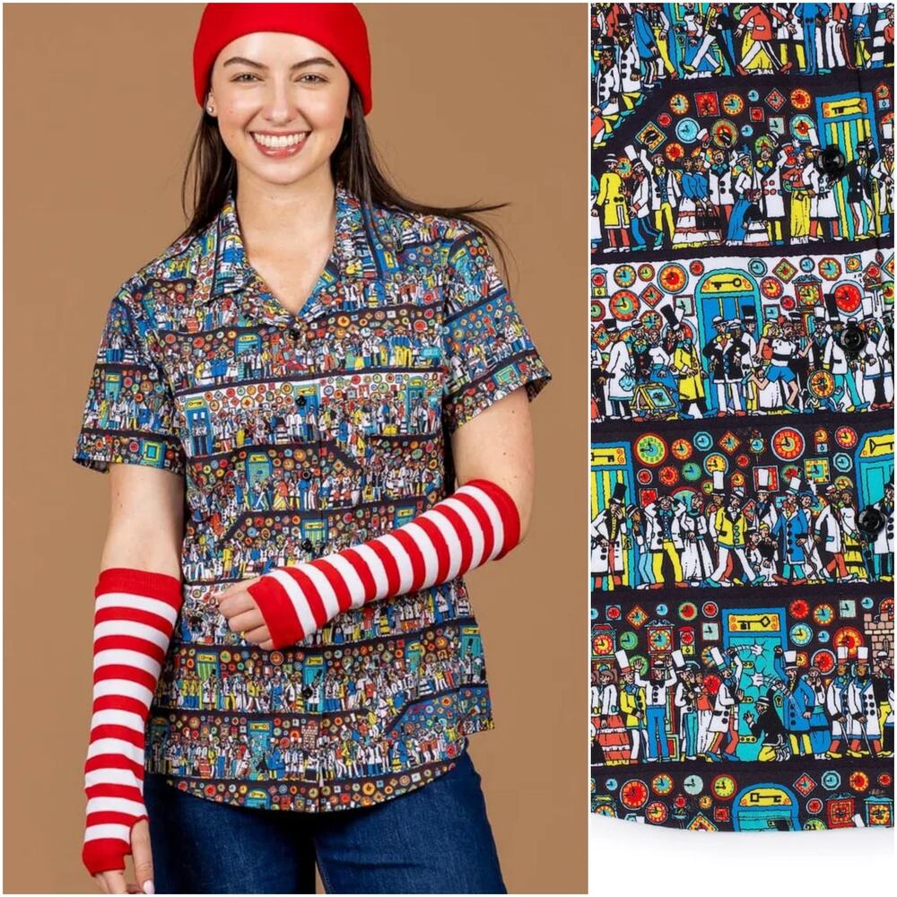 RSVLTS Women's Where's Waldo The Corridors of Time Shirt size Large NWT